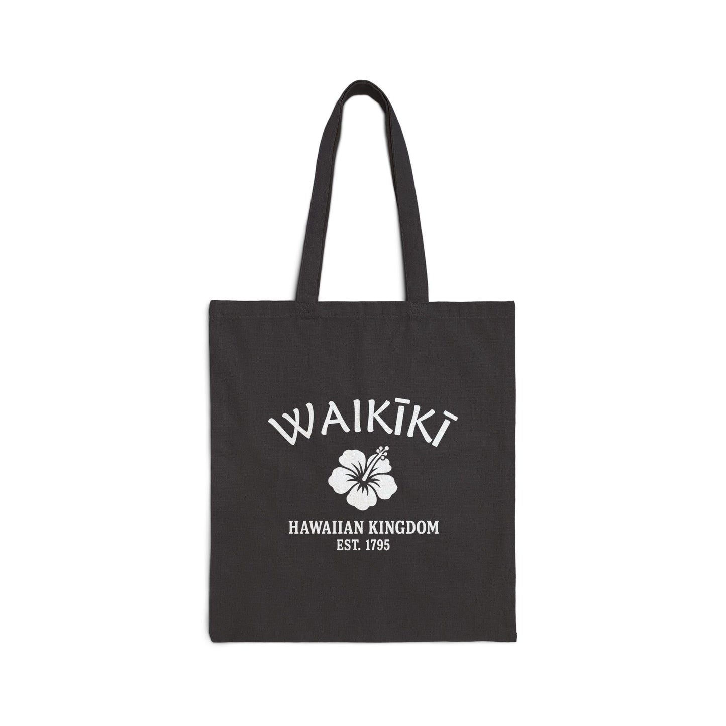 Waikiki Hawaii Vintage Retro Cotton Canvas Tote Bag - White Logo