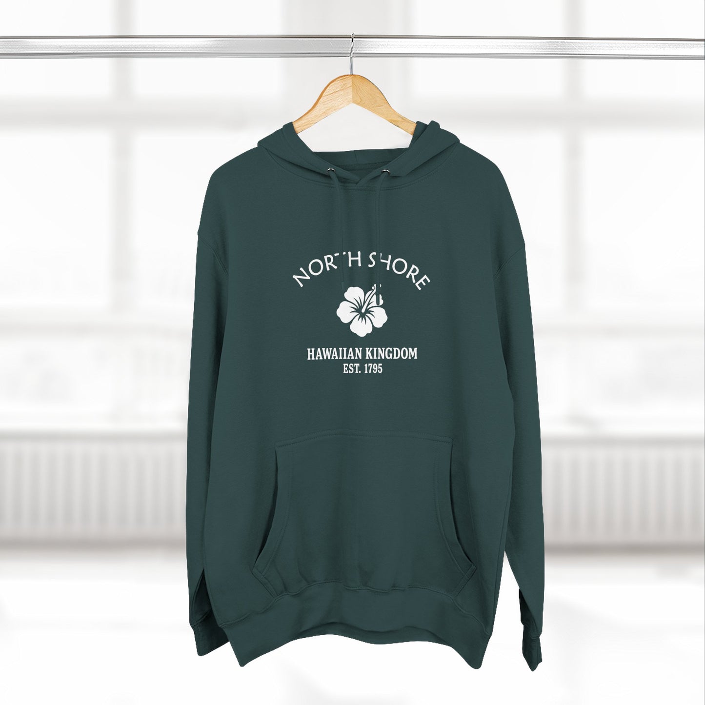 North Shore Hawaii Vintage Retro Unisex Heavy Cotton Hoodie - White Logo