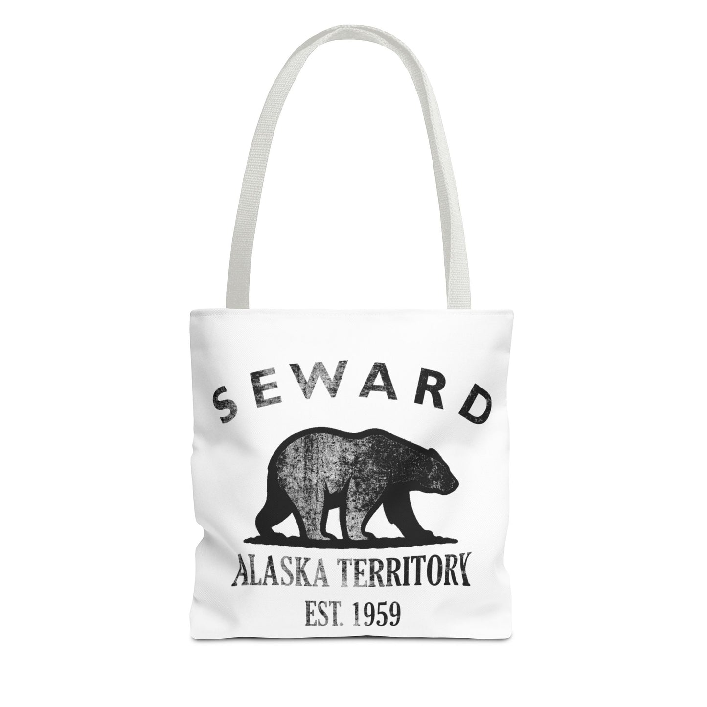 Seward Alaska Vintage Retro Light Canvas Tote - Black Logo