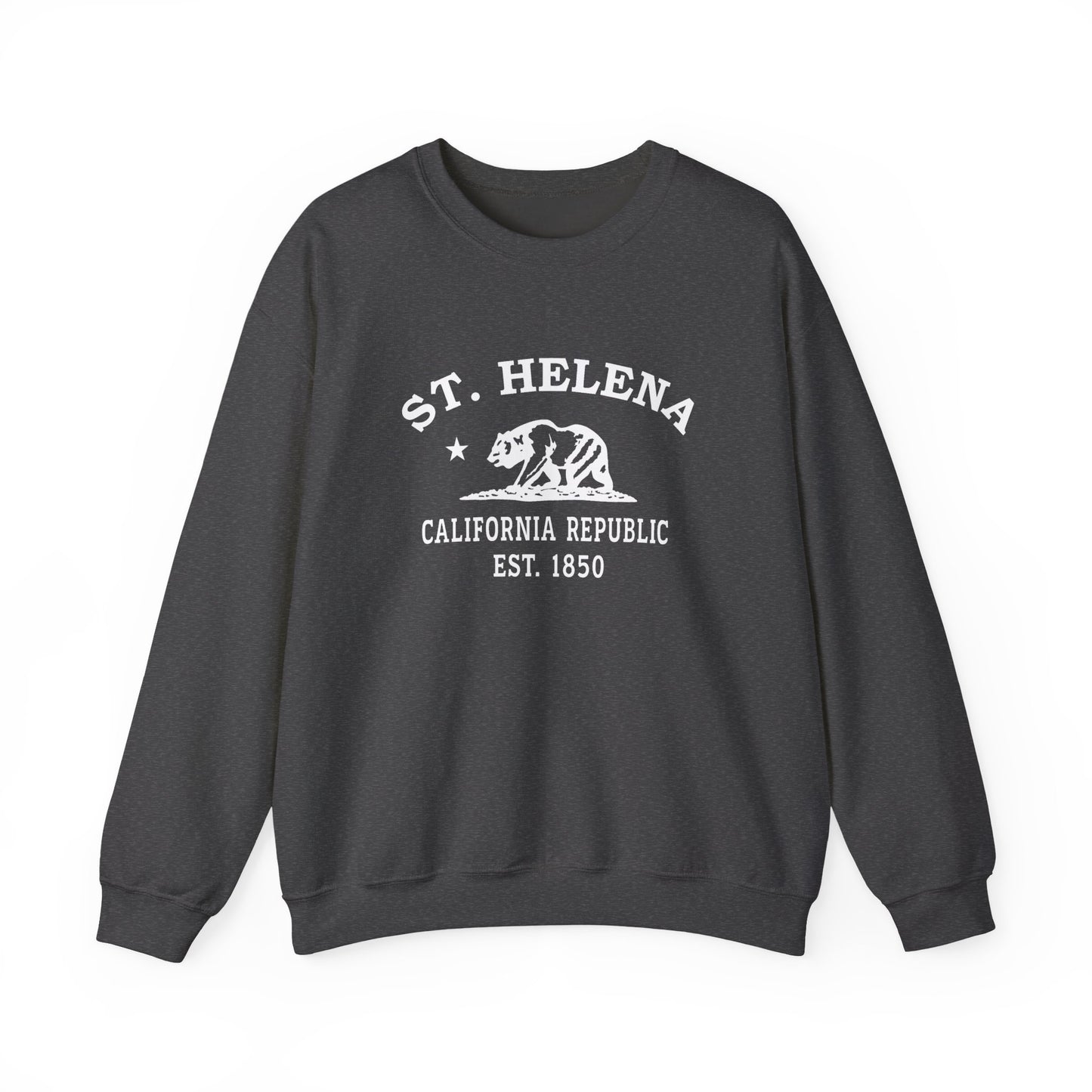 St Helena California Vintage Retro Unisex Heavy Crewneck Sweatshirt - White Logo