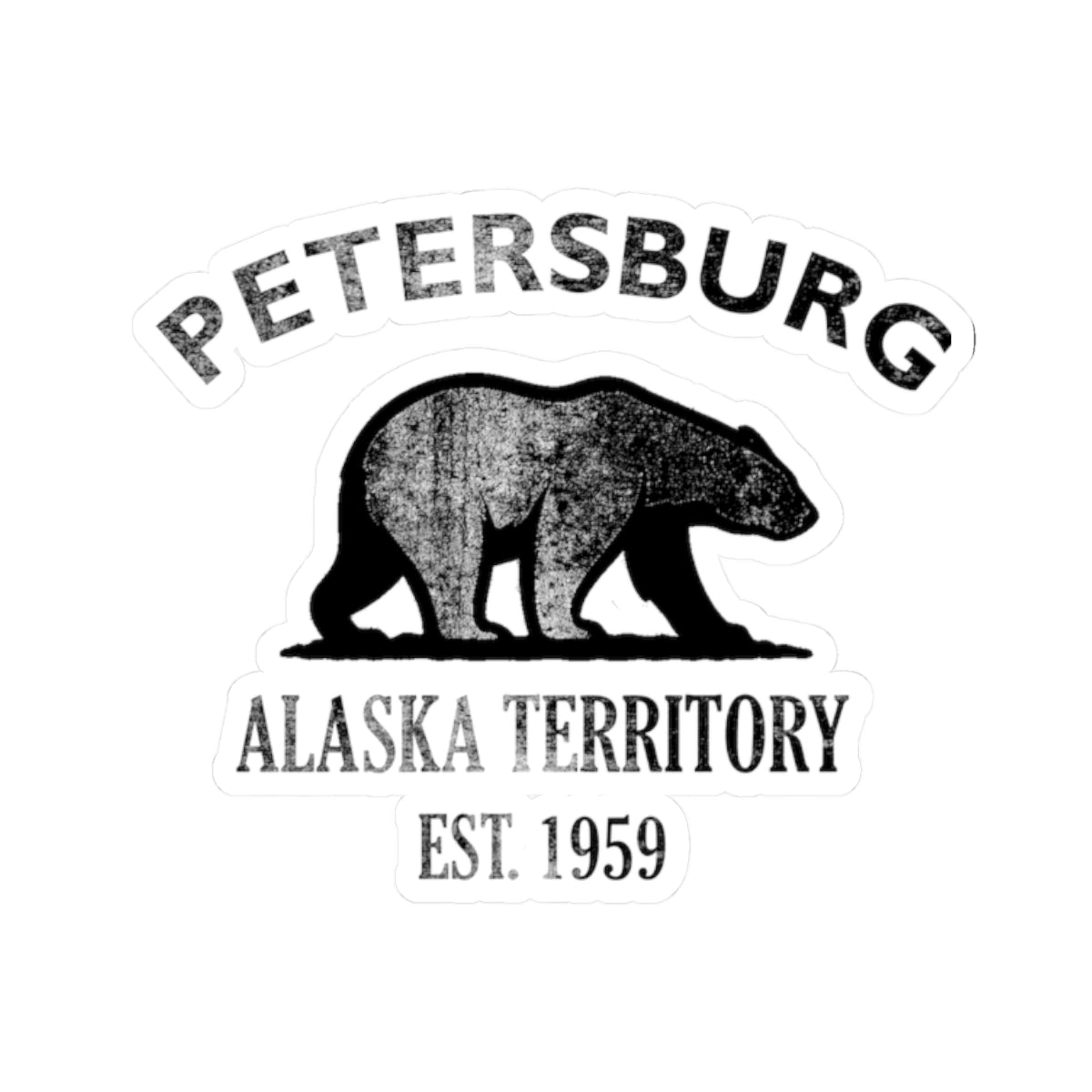 Petersburg Alaska Vintage Retro Vinyl Sticker - Black Logo
