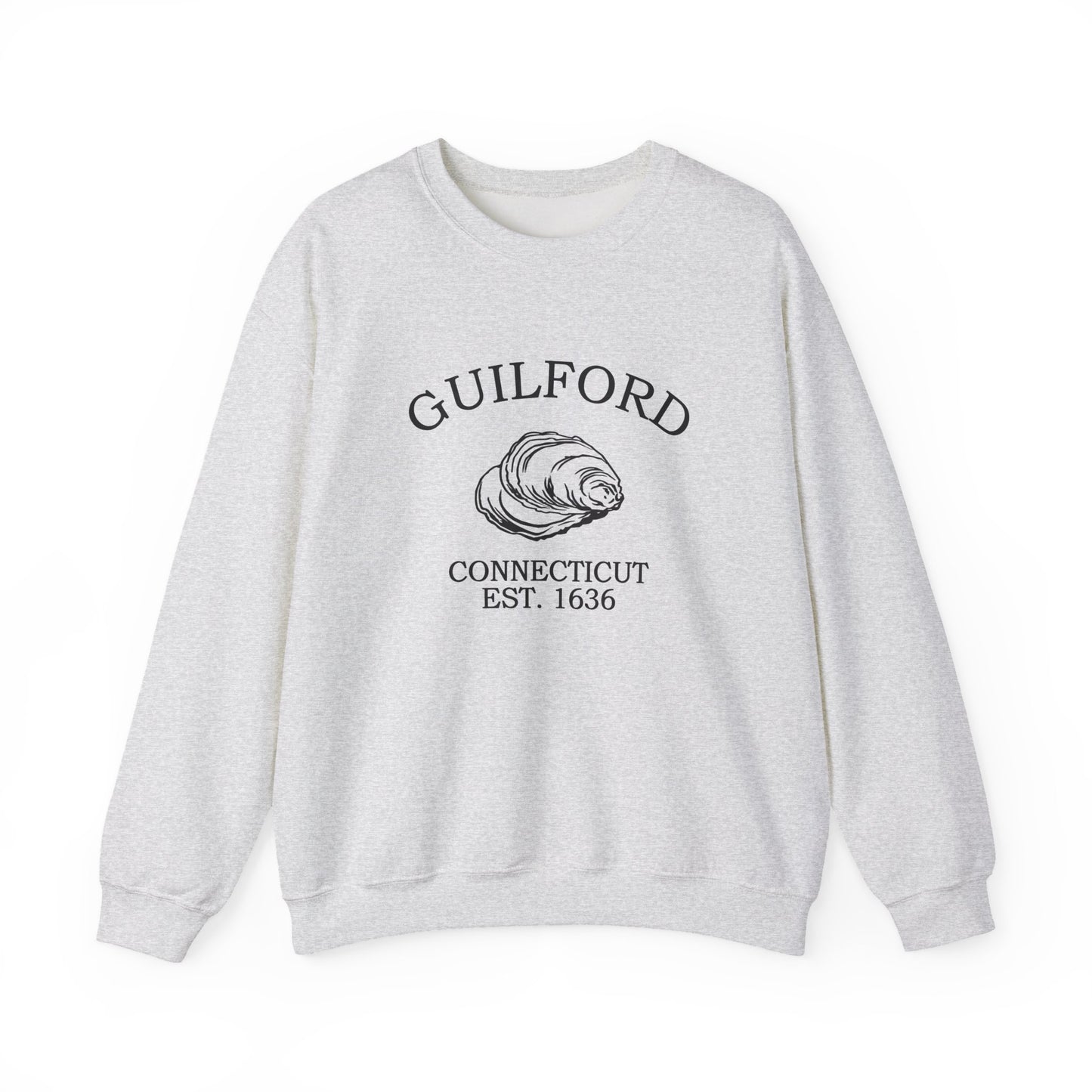 Guilford Connecticut Vintage Retro Unisex Heavy Crewneck Sweatshirt - Black Logo