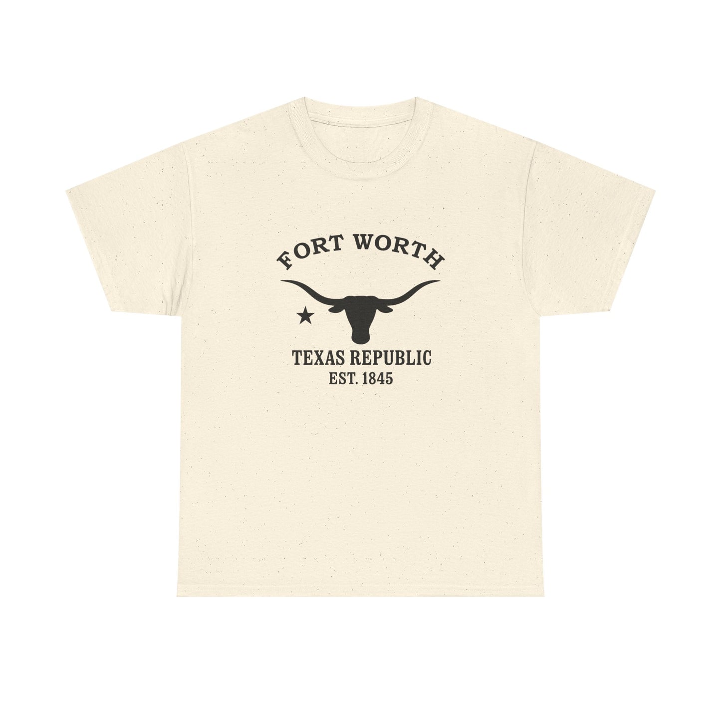 Fort Worth Texas Vintage Retro Unisex Heavy Cotton Tee - Black Logo