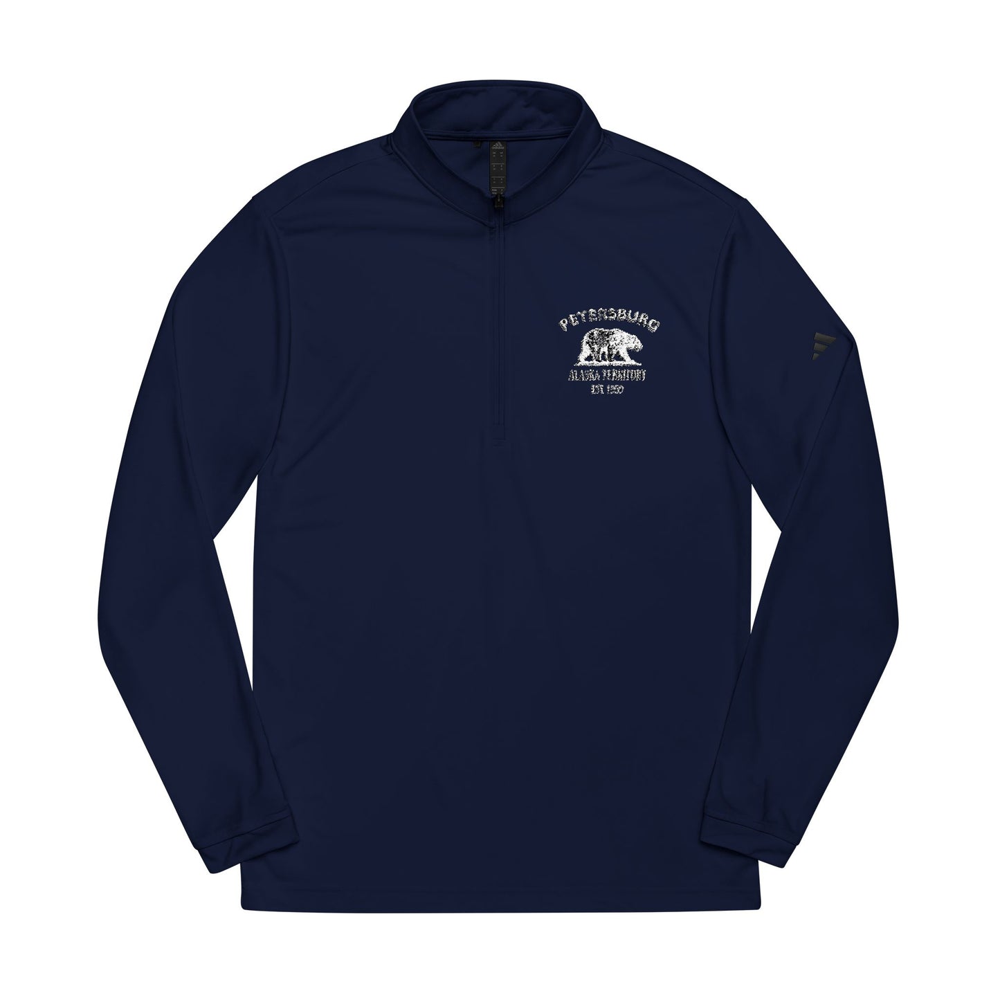 Petersburg Alaska Vintage Retro Quarter-Zip Embroidered Pullover - White Logo