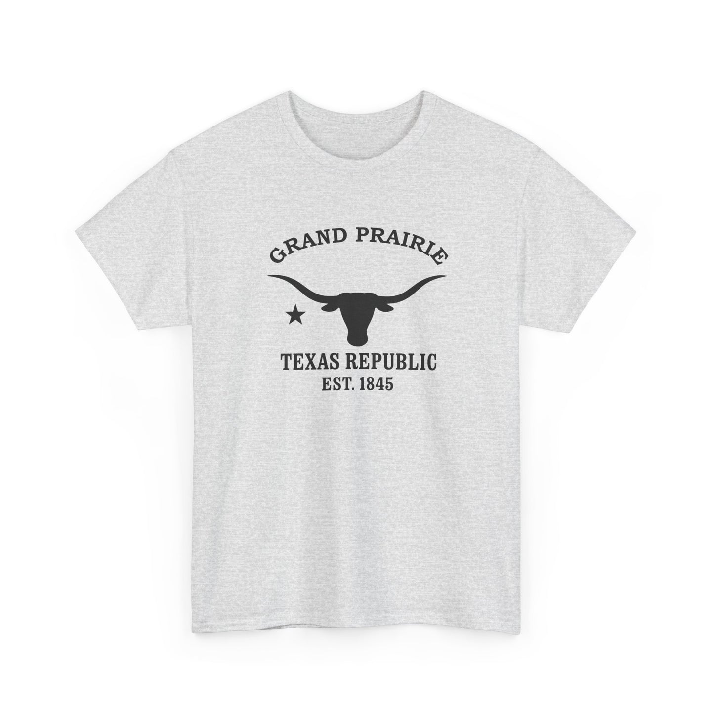 Grand Prairie Texas Vintage Retro Unisex Heavy Cotton Tee - Black Logo