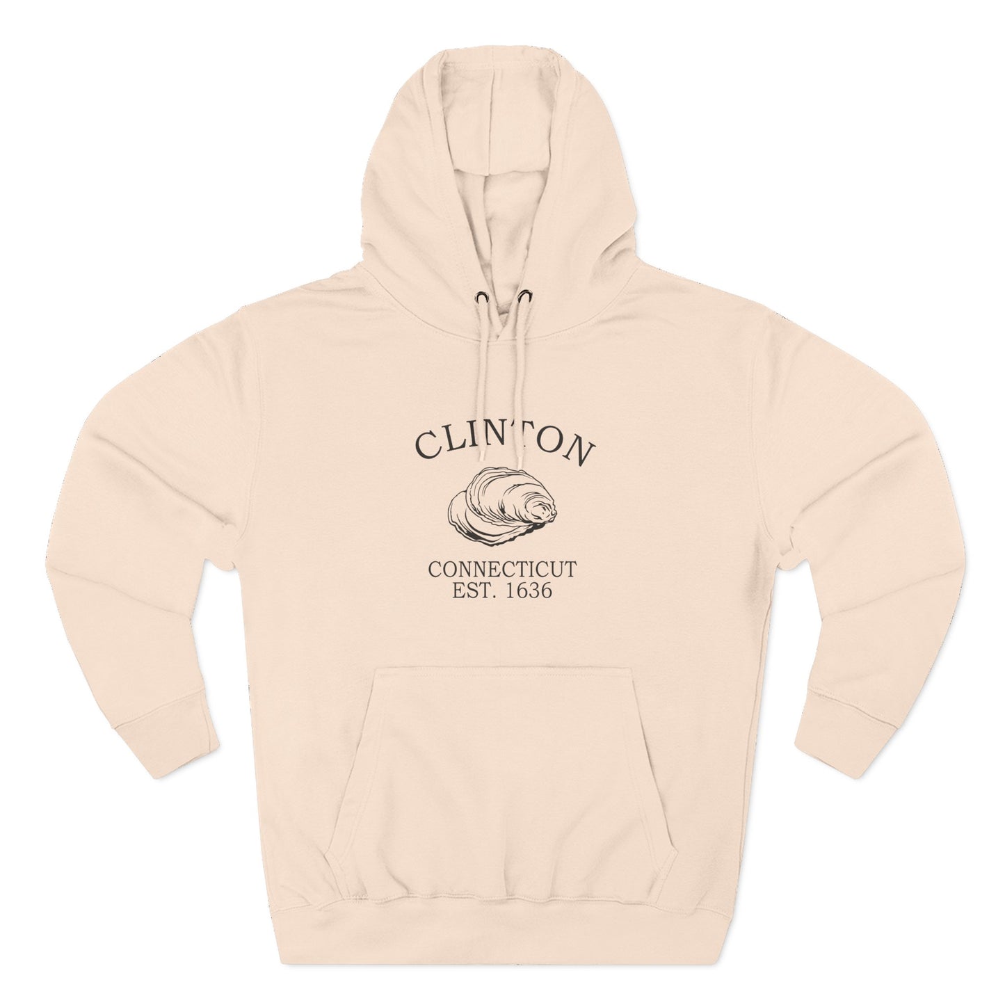 Clinton Connecticut Vintage Retro Unisex Heavy Cotton Hoodie - Black Logo