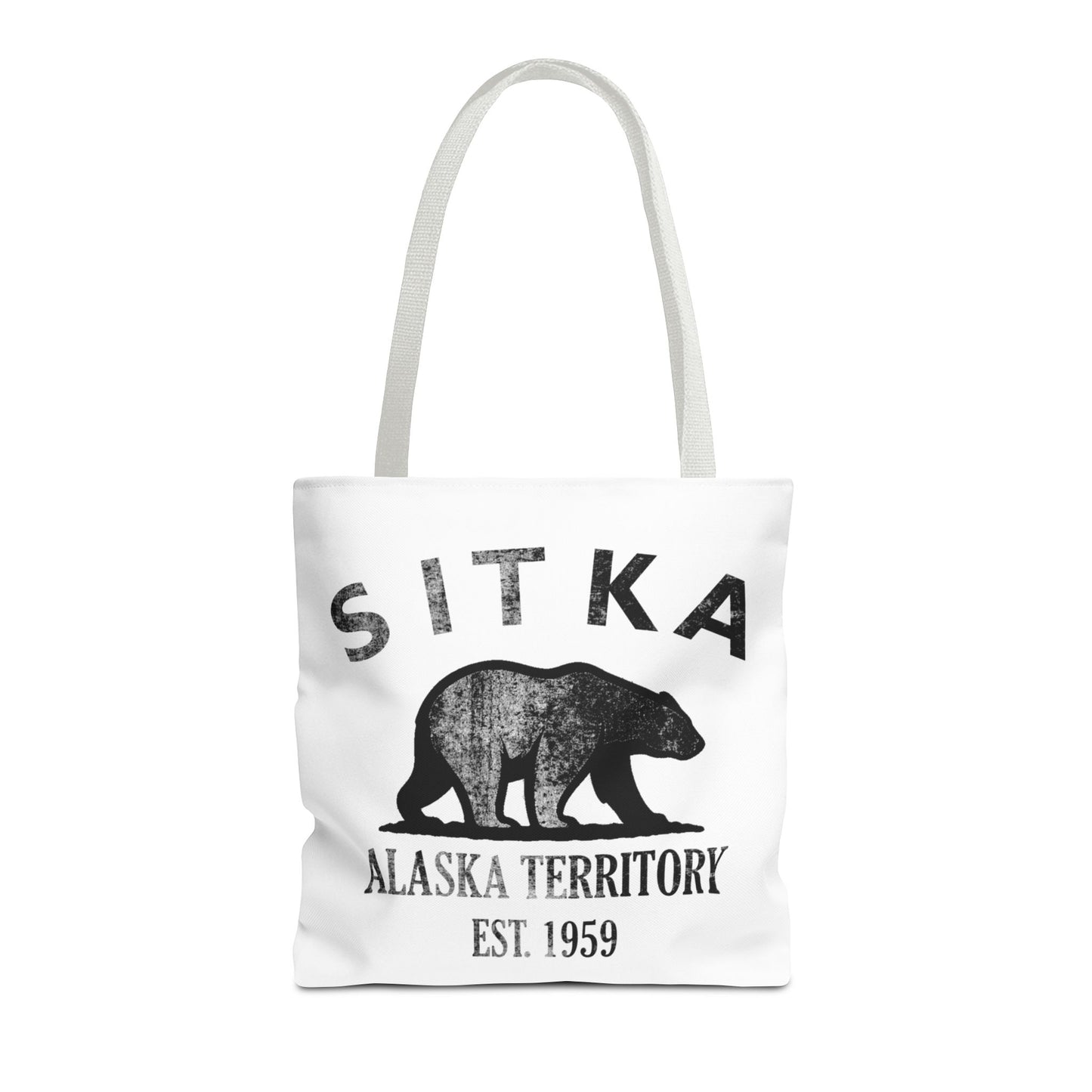 Sitka Alaska Vintage Retro Light Canvas Tote - Black Logo