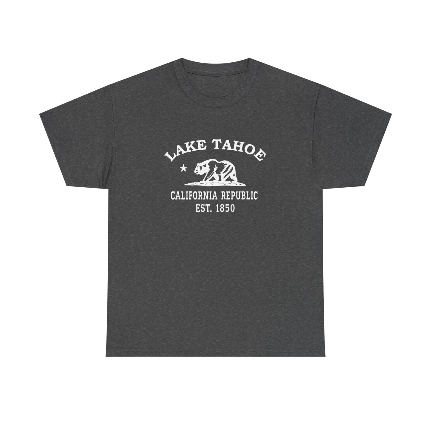 Lake Tahoe California Vintage Retro Unisex Heavy Cotton Tee - White Logo