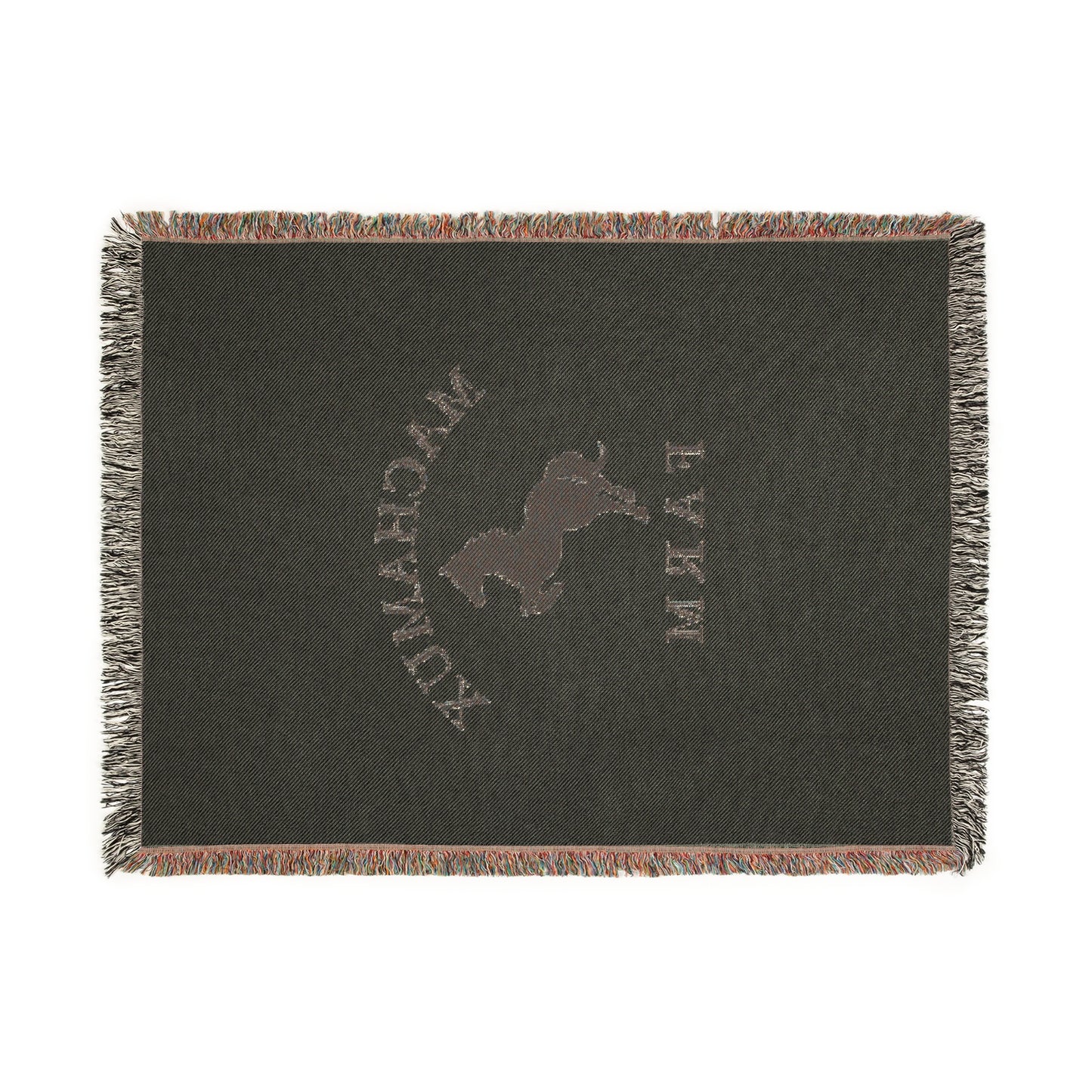 Machamux Farm Vintage Retro Cotton Woven Blanket - Black Logo