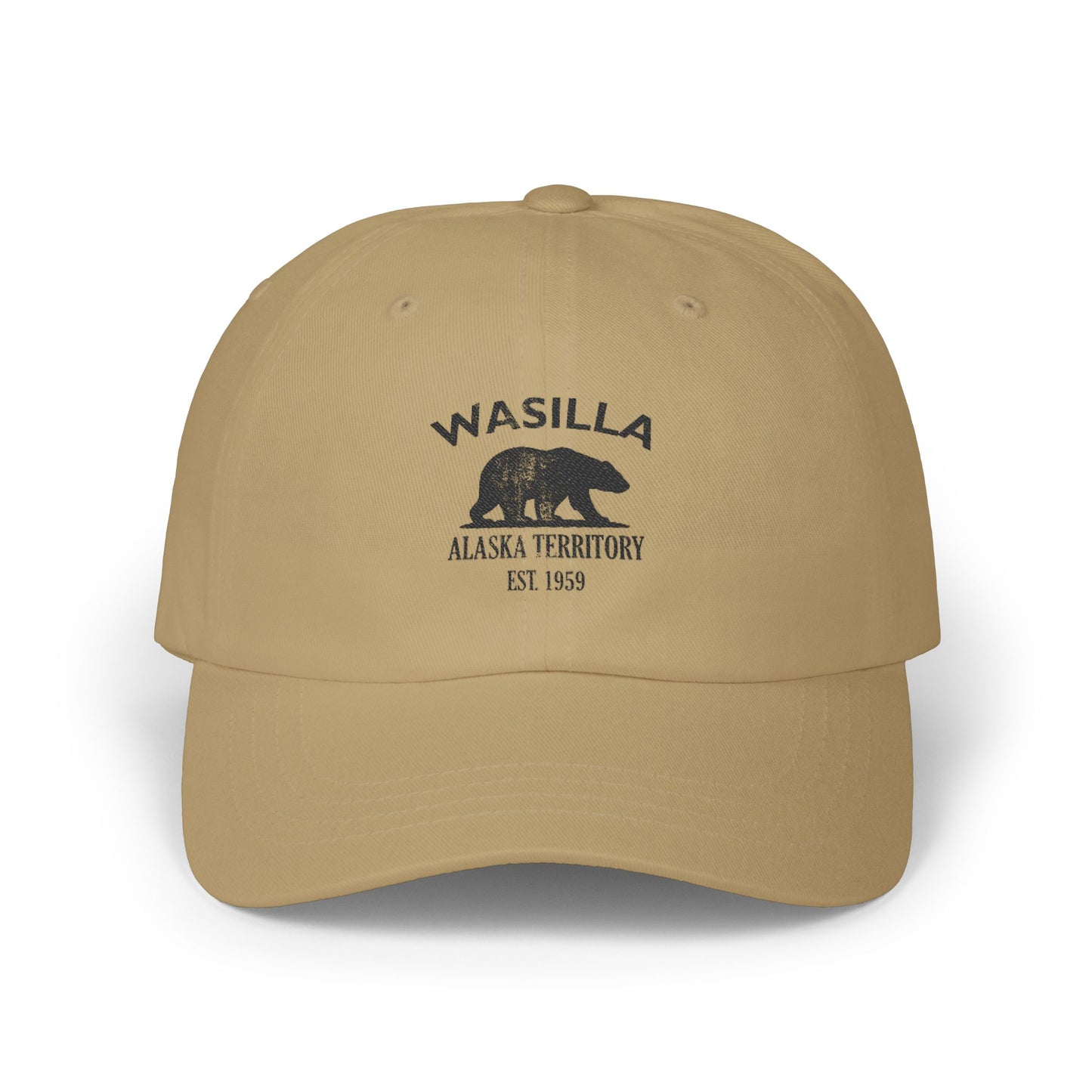 Wasilla Alaska Vintage Retro Embroidered Cotton Cap - Black Logo