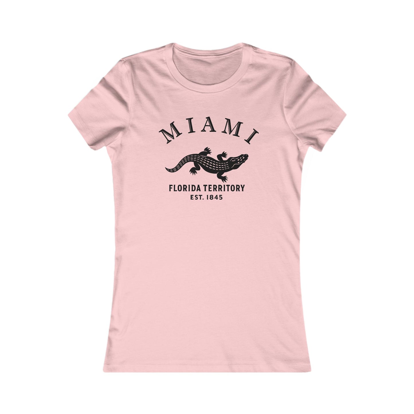 Miami Florida Ringspun Cotten Fitted Vintage Retro Womens Tee - Black Logo