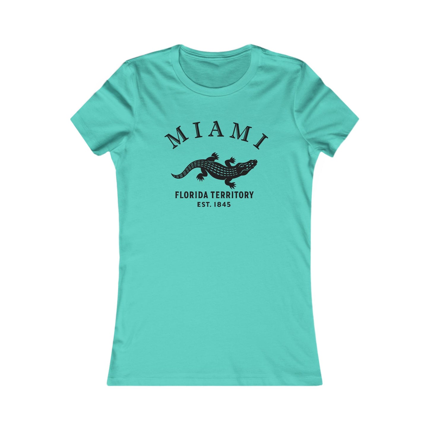 Miami Florida Ringspun Cotten Fitted Vintage Retro Womens Tee - Black Logo