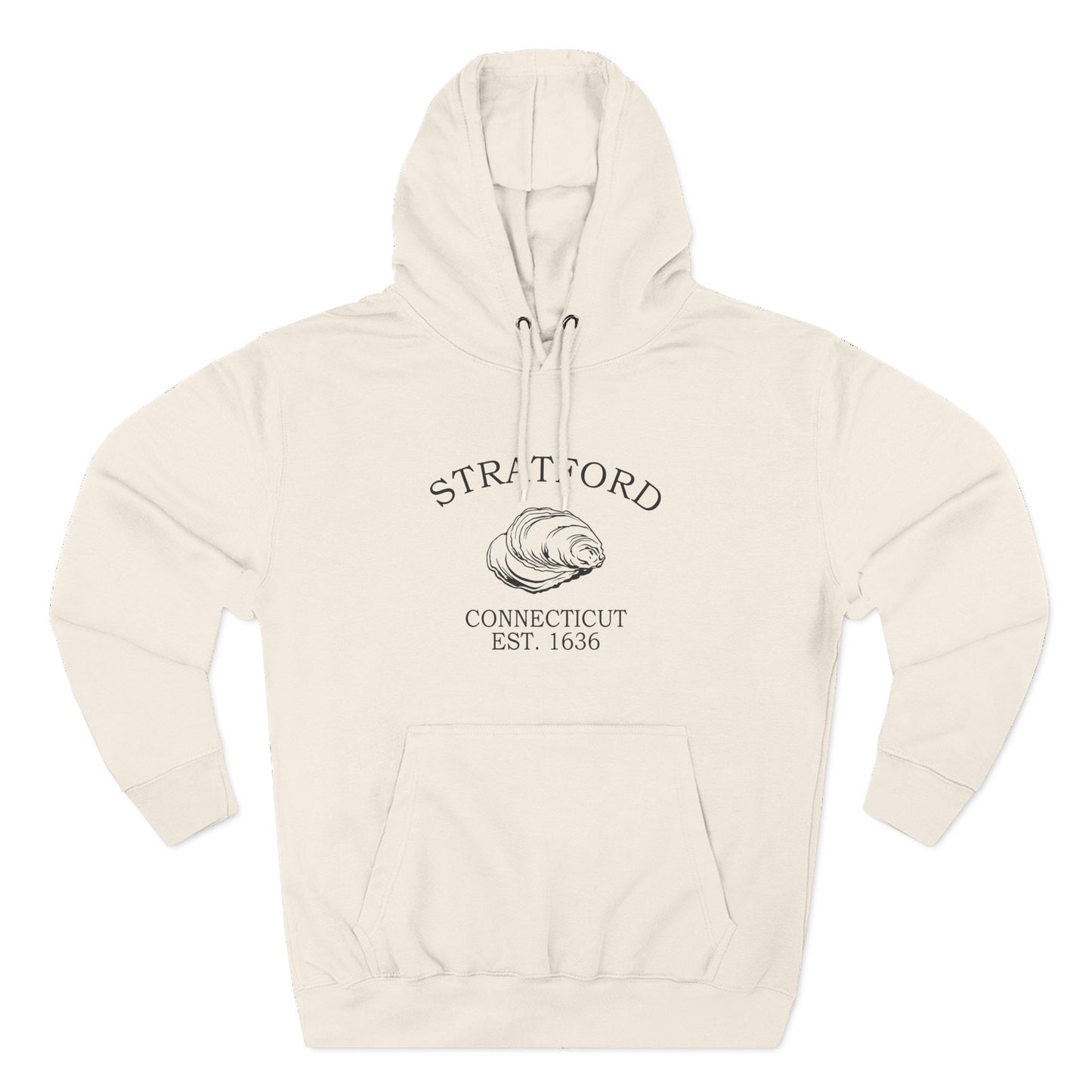 Stratford Connecticut Vintage Retro Unisex Heavy Cotton Hoodie - Black Logo