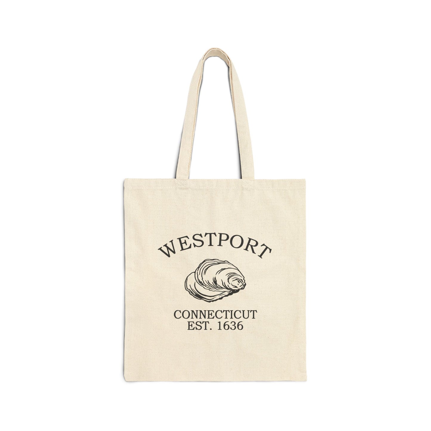 Westport Connecticut Vintage Retro Cotton Canvas Tote Bag - Black Logo