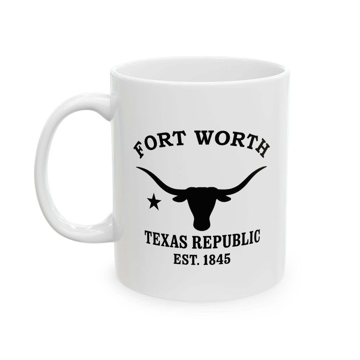Fort Worth Texas Vintage Retro Ceramic Mug - Black Logo