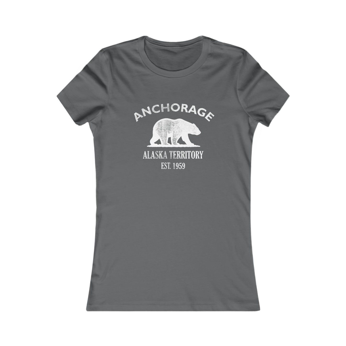 Anchorage Alaska Vintage Retro Womens Fitted Ringspun Cotton Tee - White Logo