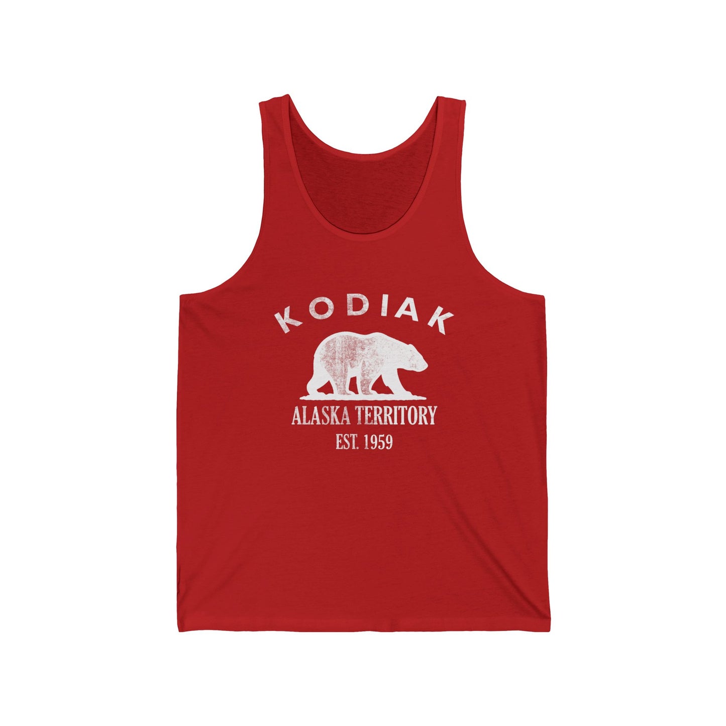 Kodiak Alaska Vintage Retro Unisex Cotton Jersey Tank Top - White Logo