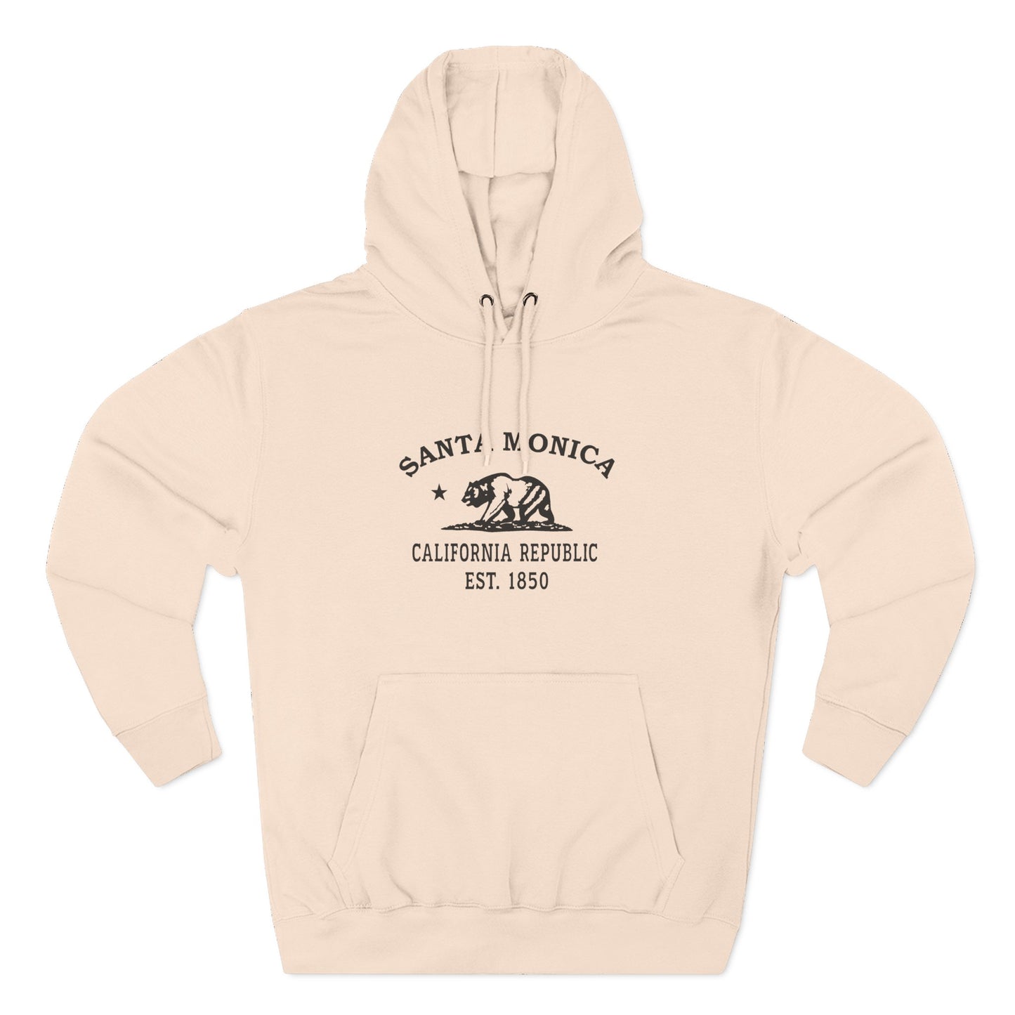 Santa Monica California Vintage Retro Unisex Heavy Cotton Hoodie - Black Logo