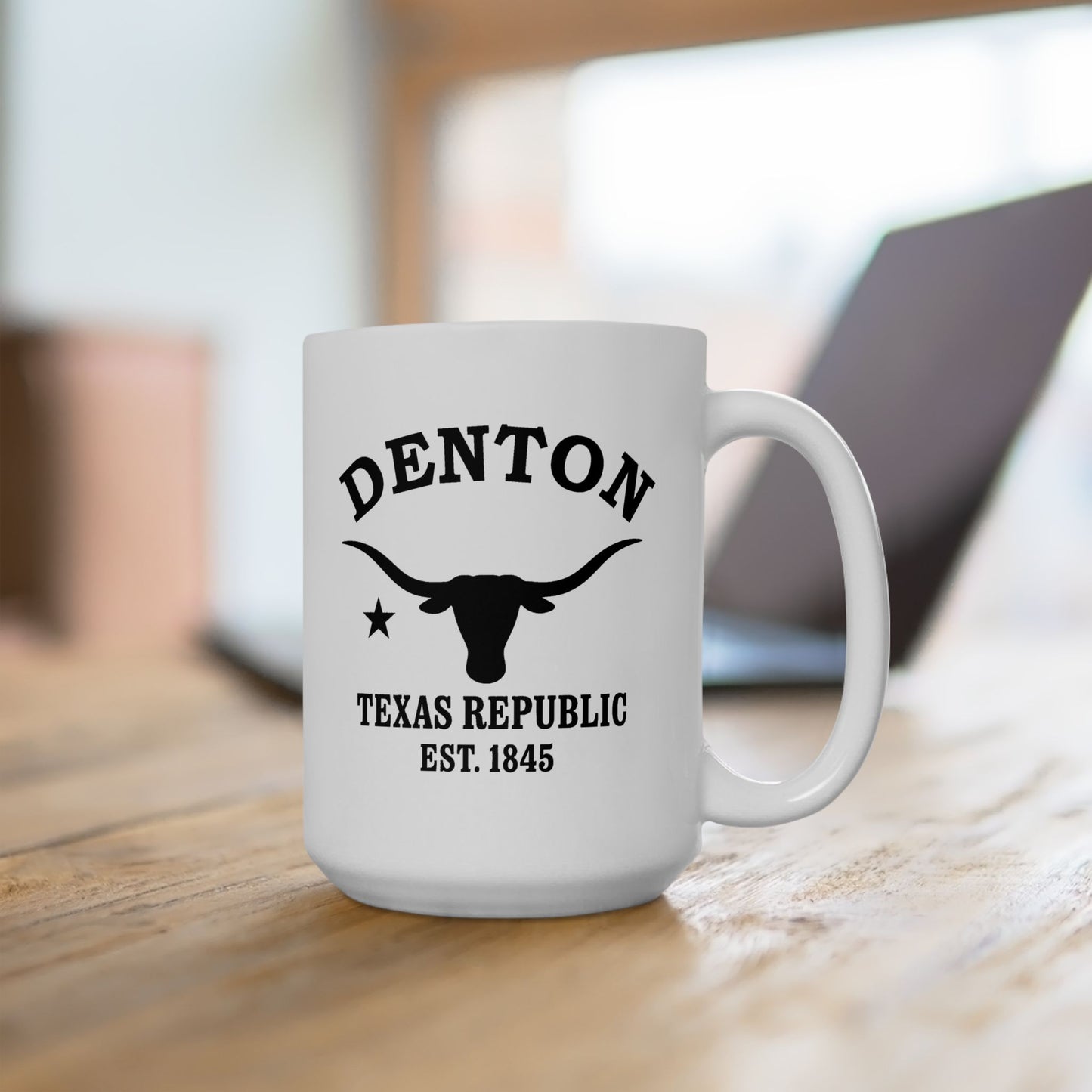 Denton Texas Vintage Retro Ceramic Mug - Black Logo