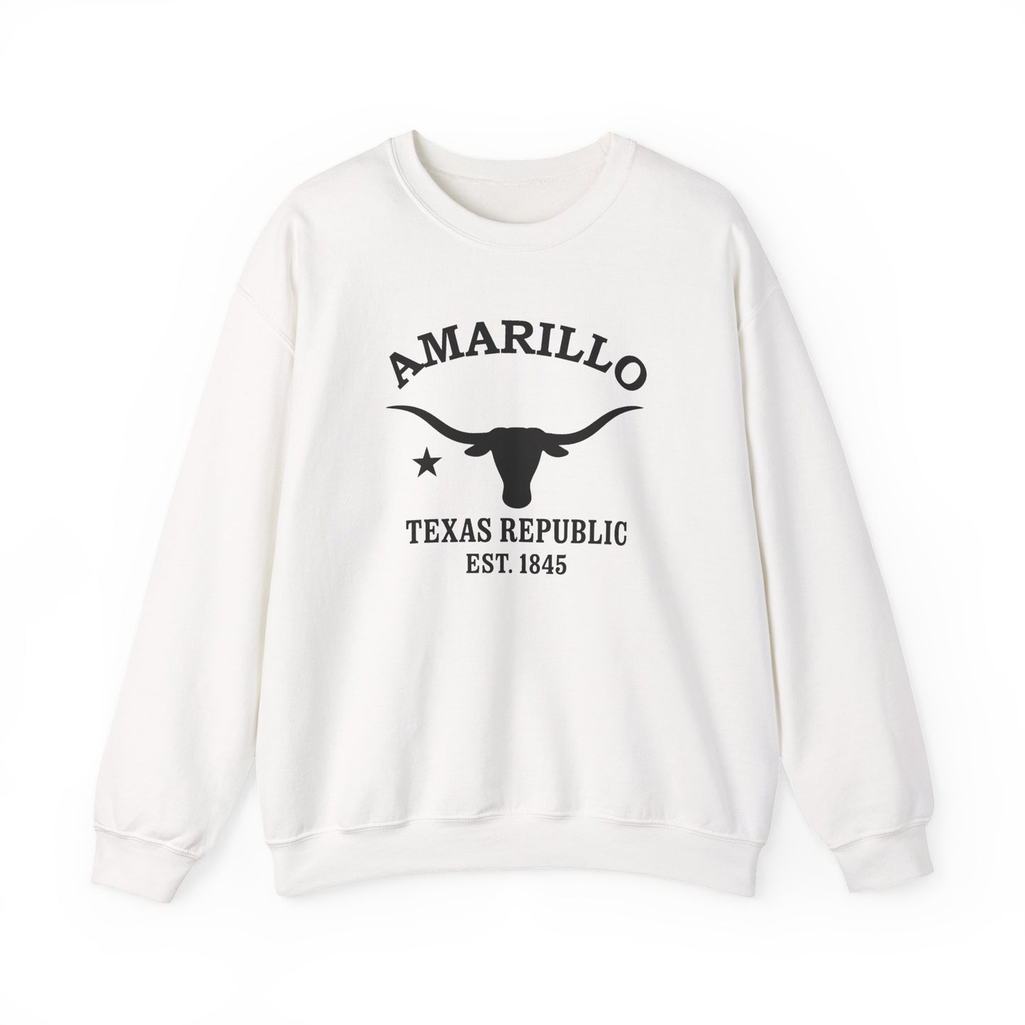 Amarillo Texas Vintage Retro Unisex Heavy Crewneck Sweatshirt - Black Logo