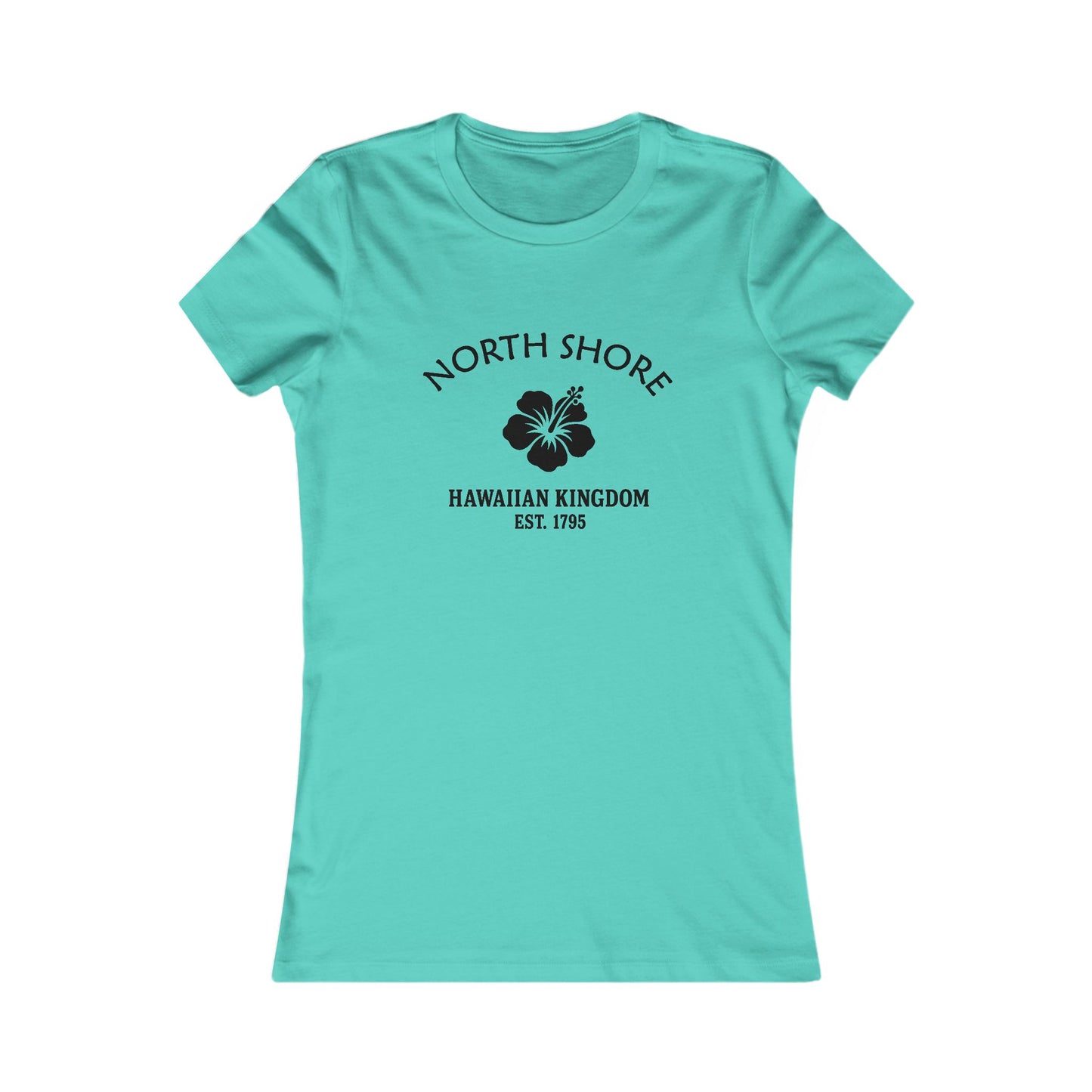 North Shore Hawaii Ringspun Cotten Fitted Vintage Retro Womens Tee - Black Logo