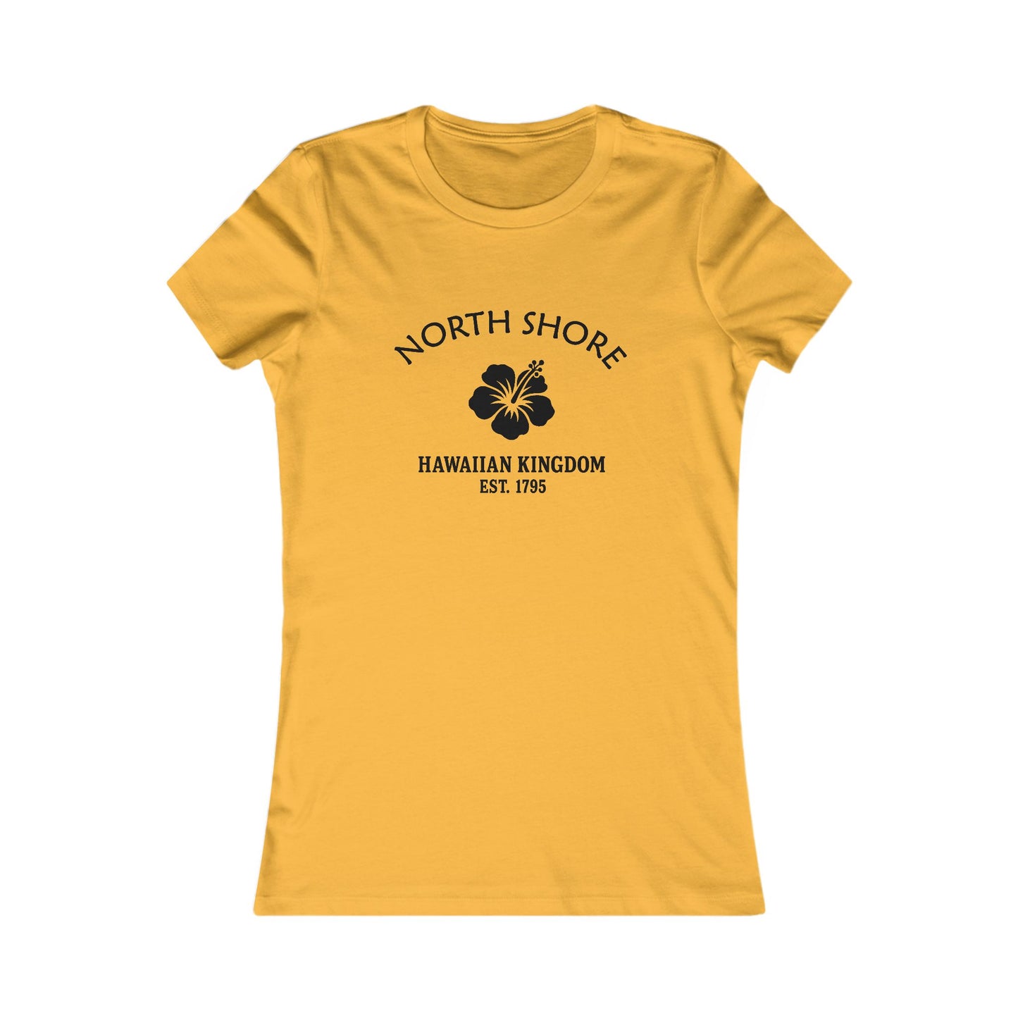 North Shore Hawaii Ringspun Cotten Fitted Vintage Retro Womens Tee - Black Logo