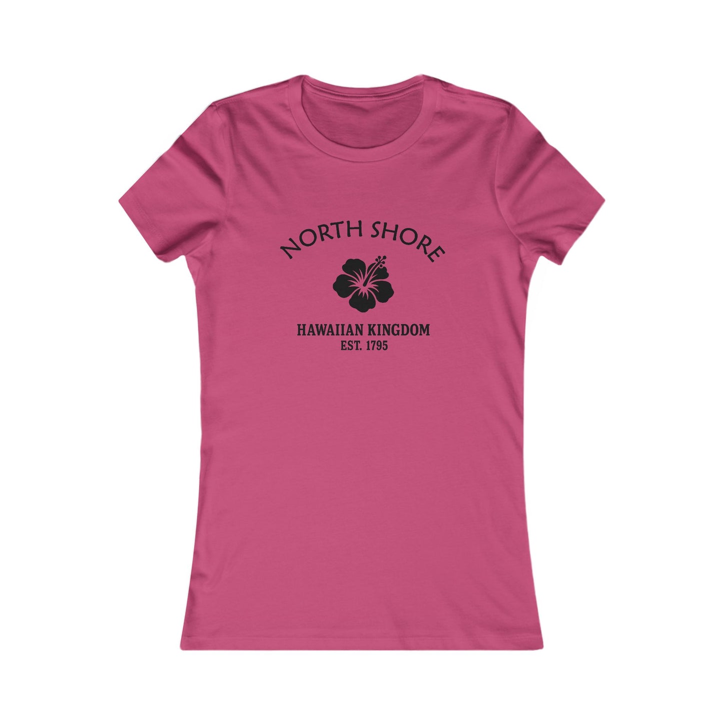 North Shore Hawaii Ringspun Cotten Fitted Vintage Retro Womens Tee - Black Logo