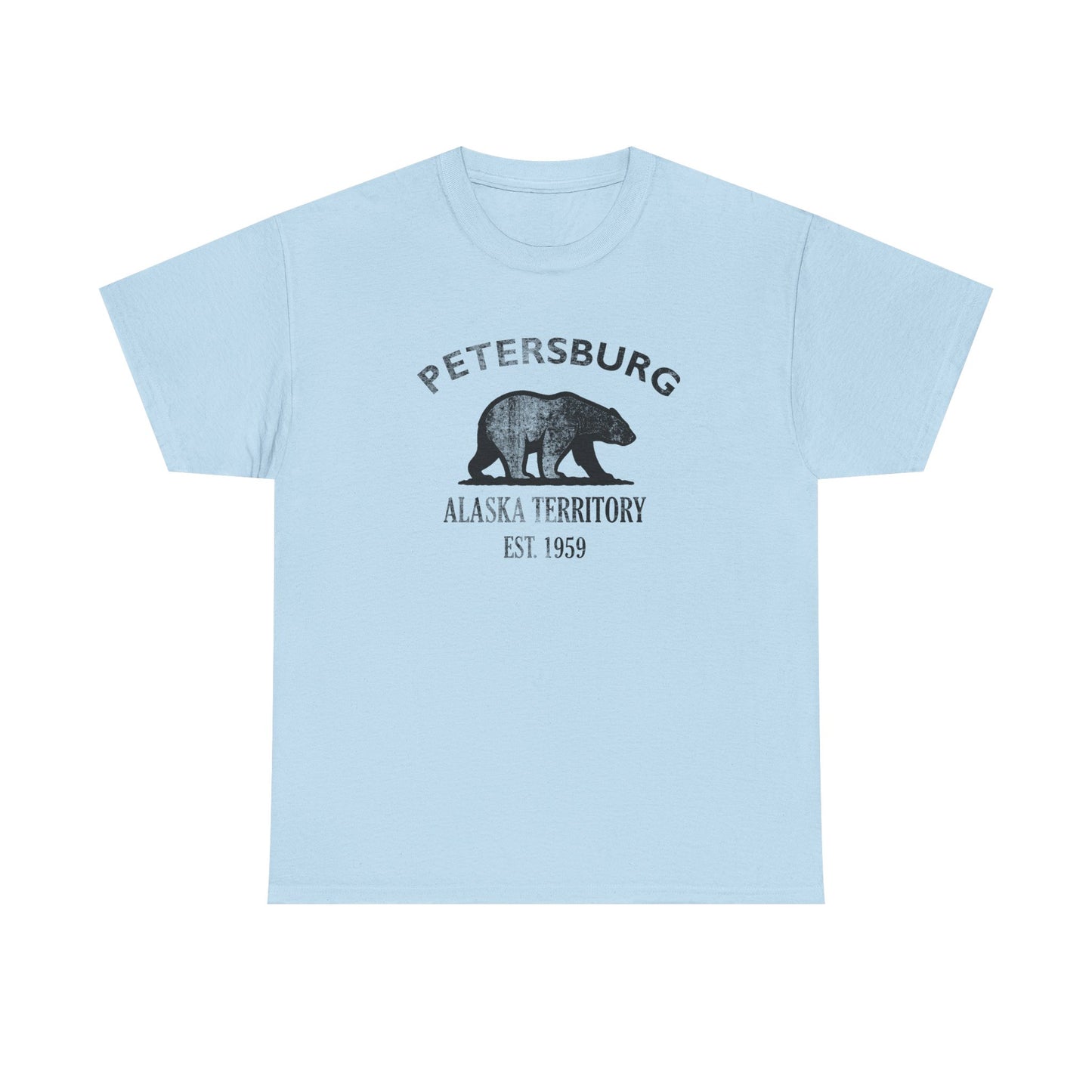 Petersburg Alaska Vintage Retro Unisex Heavy Cotton Tee - Black Logo