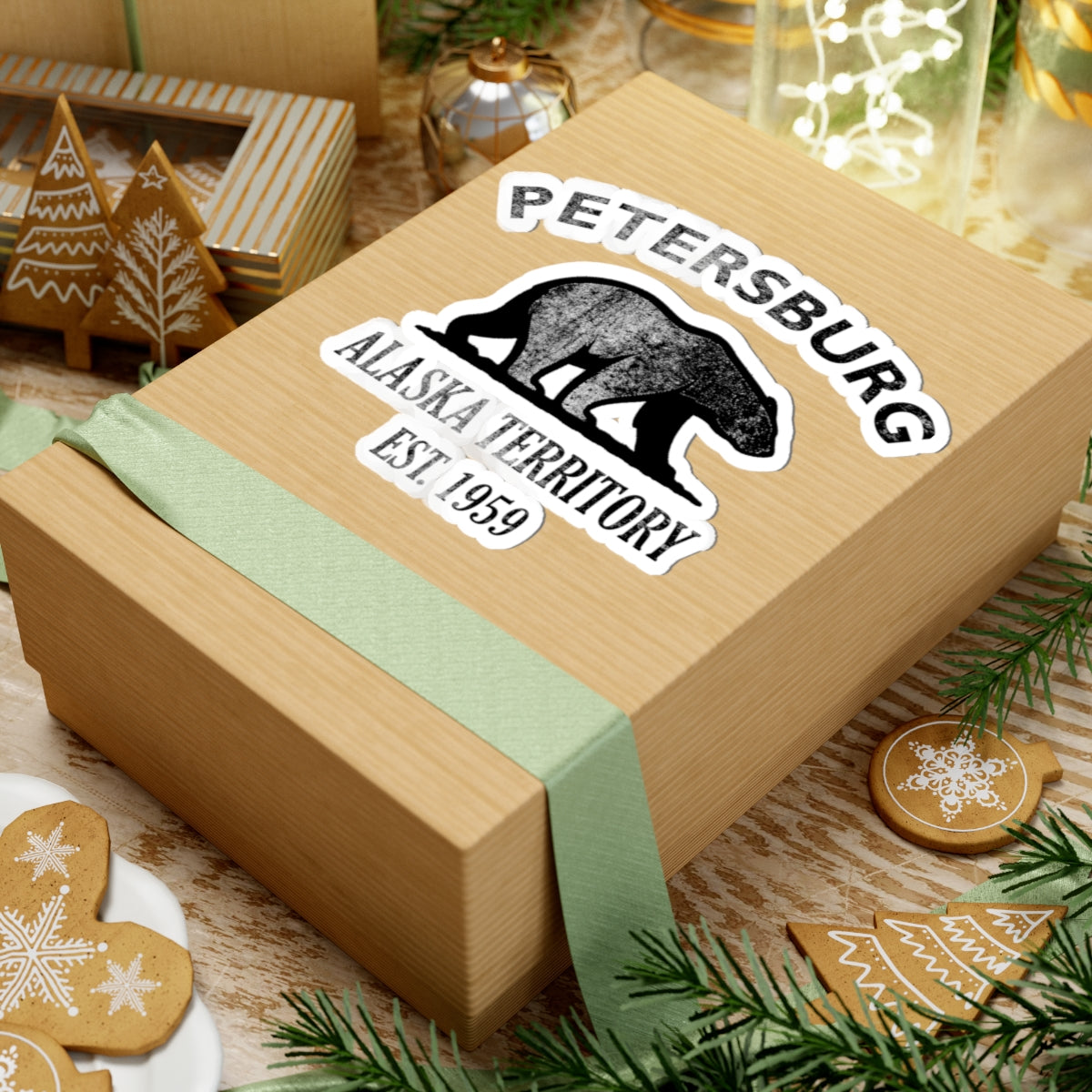 Petersburg Alaska Vintage Retro Vinyl Sticker - Black Logo