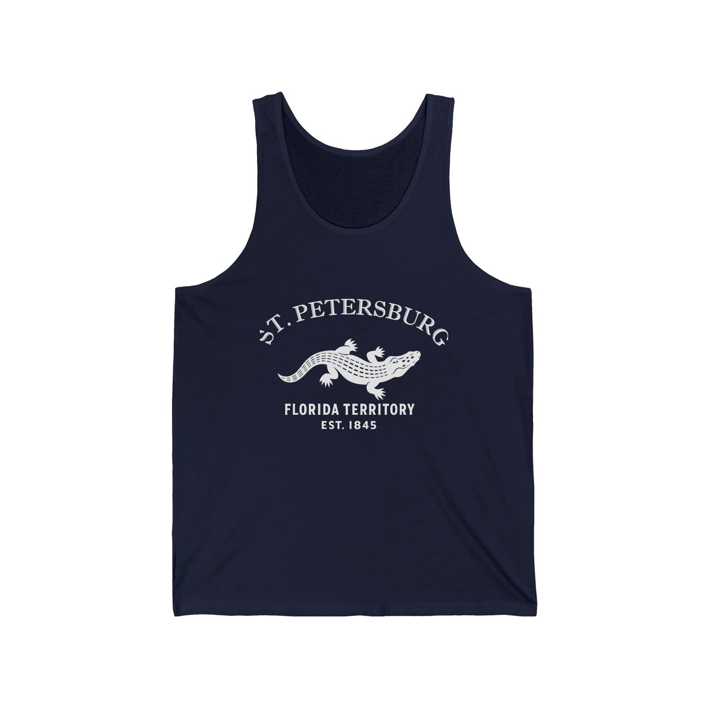 St Petersburg Florida Unisex Cotton Jersey Tank Top - White Logo