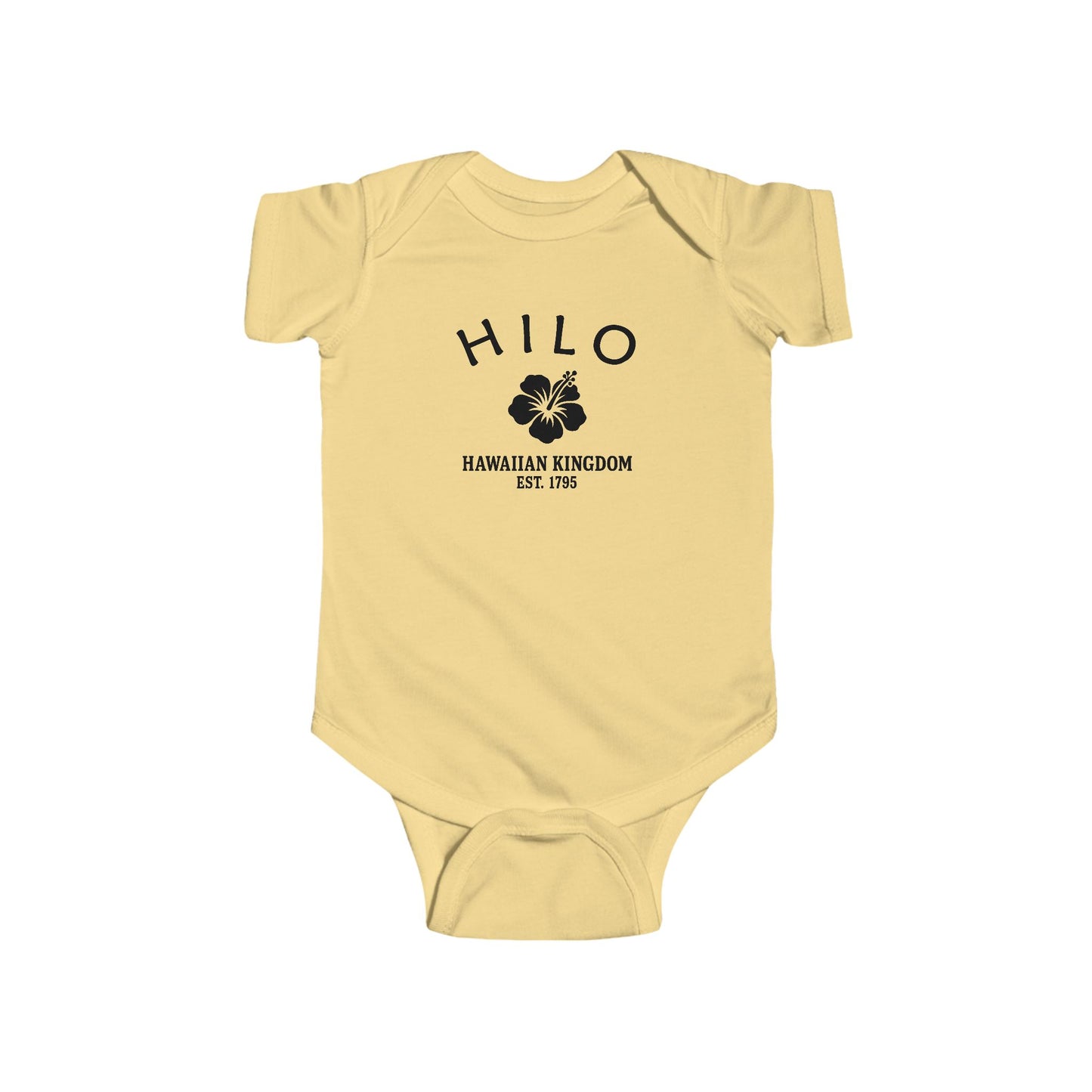 Hilo Hawaii Vintage Retro Cotton Jersey Baby Bodysuit - Black Logo