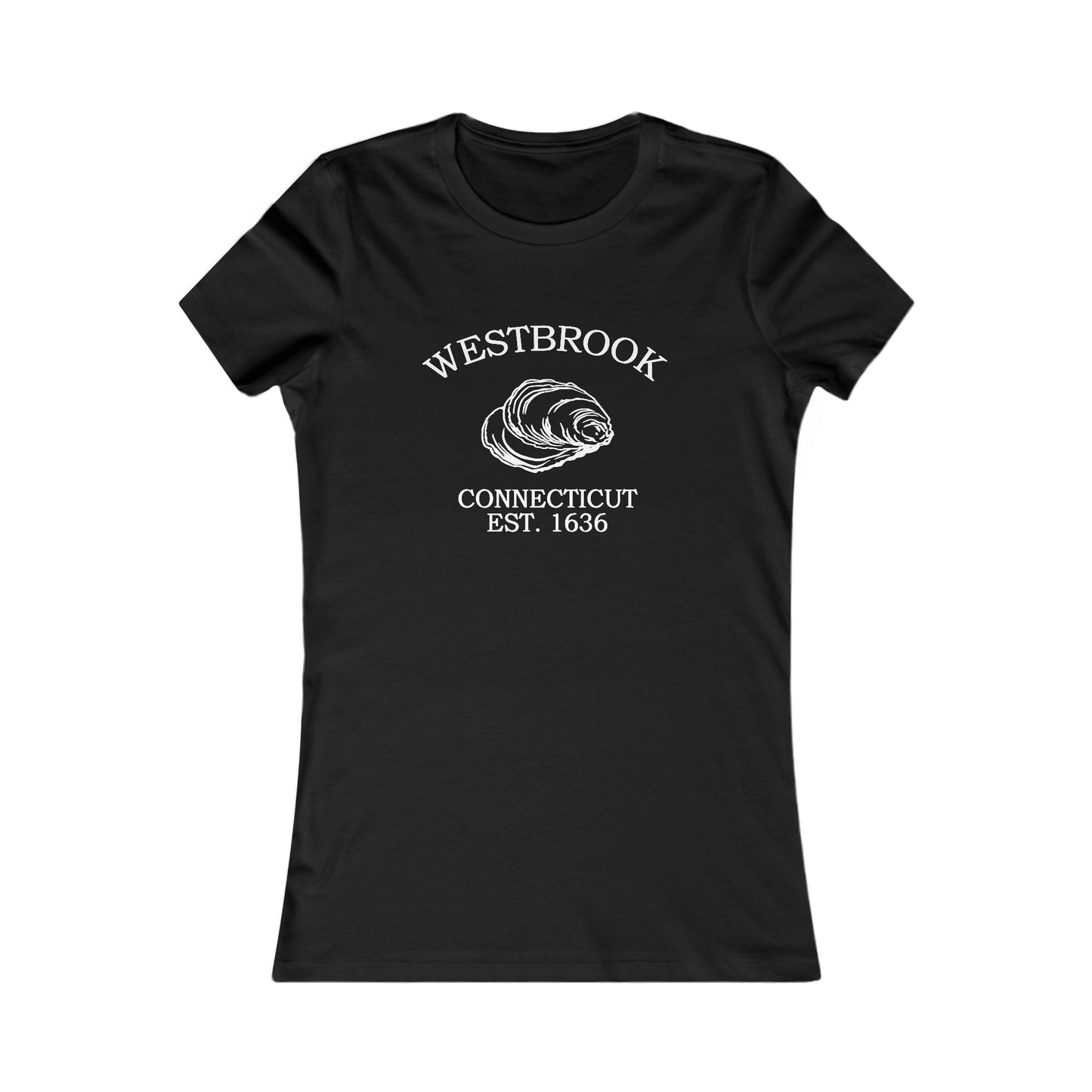 Westbrook Connecticut Vintage Retro Womens Fitted Ringspun Cotton Tee - White Logo