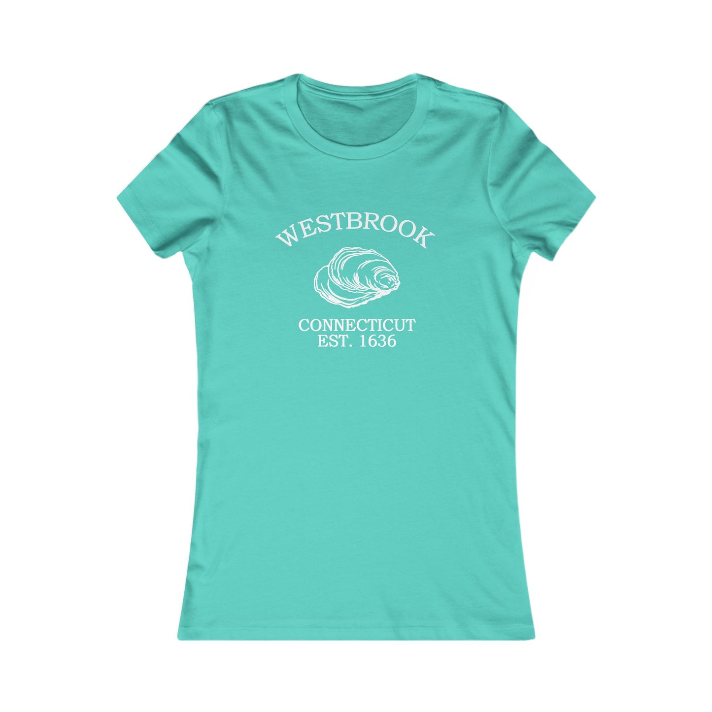 Westbrook Connecticut Vintage Retro Womens Fitted Ringspun Cotton Tee - White Logo