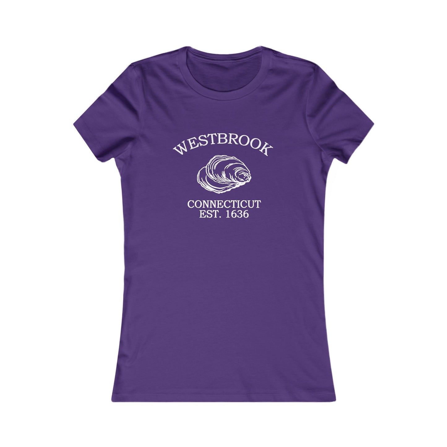 Westbrook Connecticut Vintage Retro Womens Fitted Ringspun Cotton Tee - White Logo