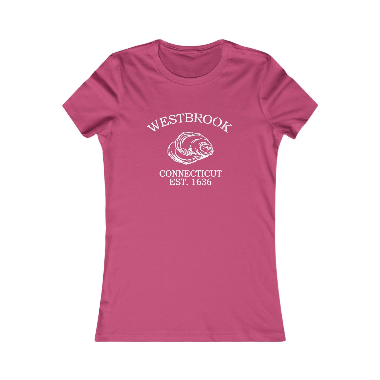 Westbrook Connecticut Vintage Retro Womens Fitted Ringspun Cotton Tee - White Logo