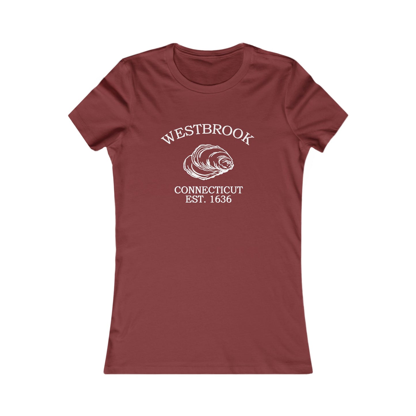 Westbrook Connecticut Vintage Retro Womens Fitted Ringspun Cotton Tee - White Logo