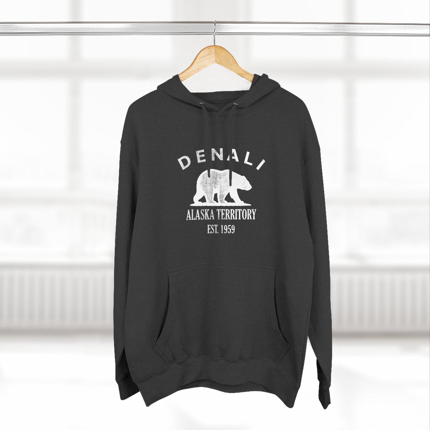 Denali Alaska Vintage Retro Unisex Heavy Cotton Hoodie - White Logo