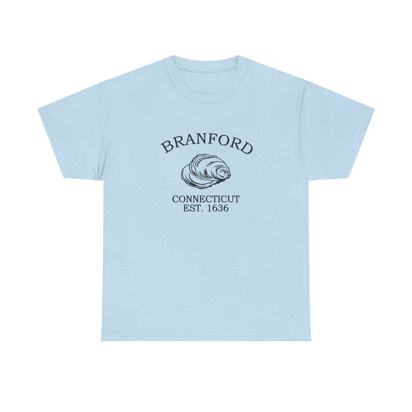 Branford Connecticut Vintage Retro Unisex Heavy Cotton Tee - Black Logo