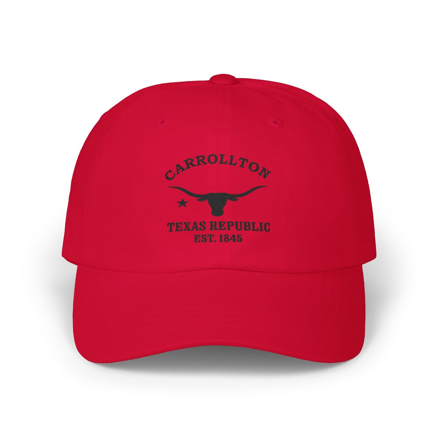 Carrollton Texas Vintage Retro Embroidered Cotton Cap - Black Logo