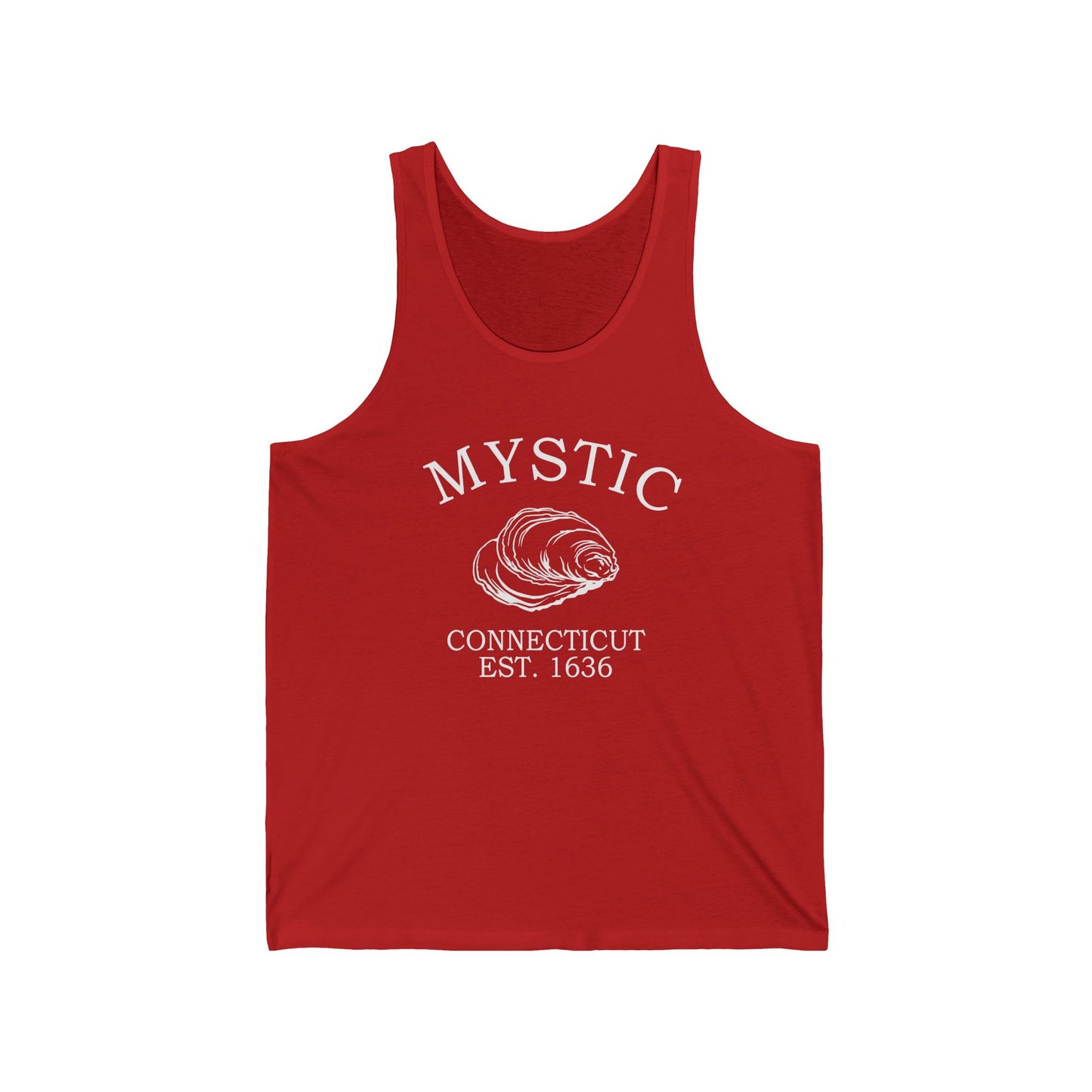 Mystic Connecticut Vintage Retro Unisex Cotton Jersey Tank Top - White Logo