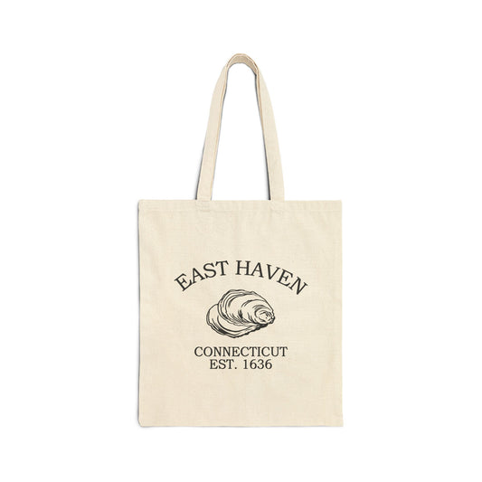 East Haven Connecticut Vintage Retro Cotton Canvas Tote Bag - Black Logo