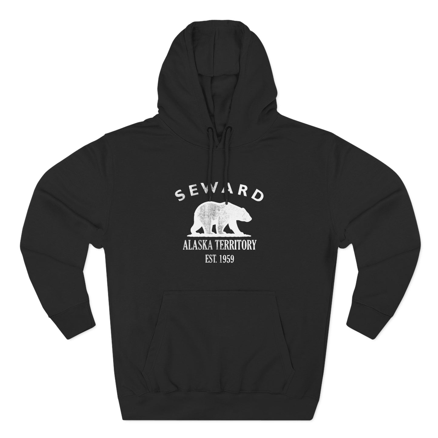 Seward Alaska Vintage Retro Unisex Heavy Cotton Hoodie - White Logo