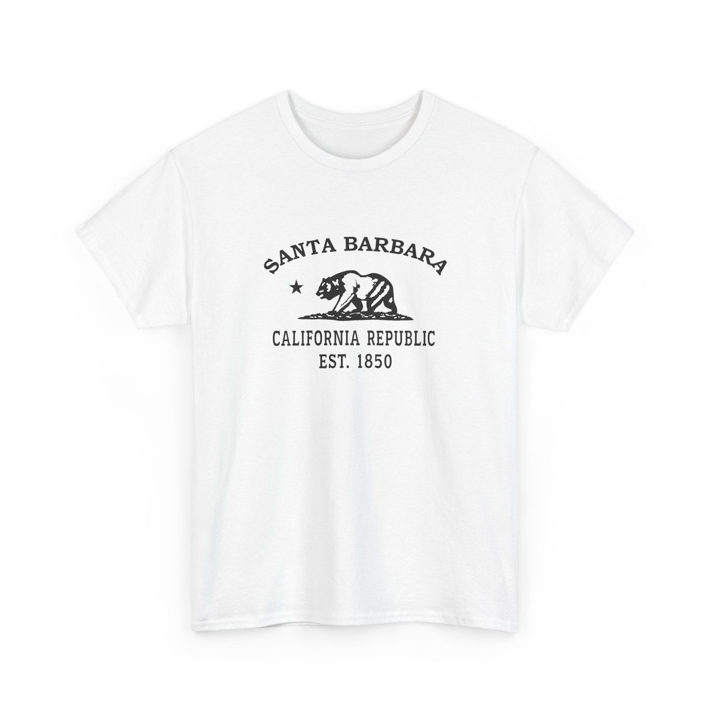 Santa Barbara California Vintage Retro Unisex Heavy Cotton Tee - Black Logo