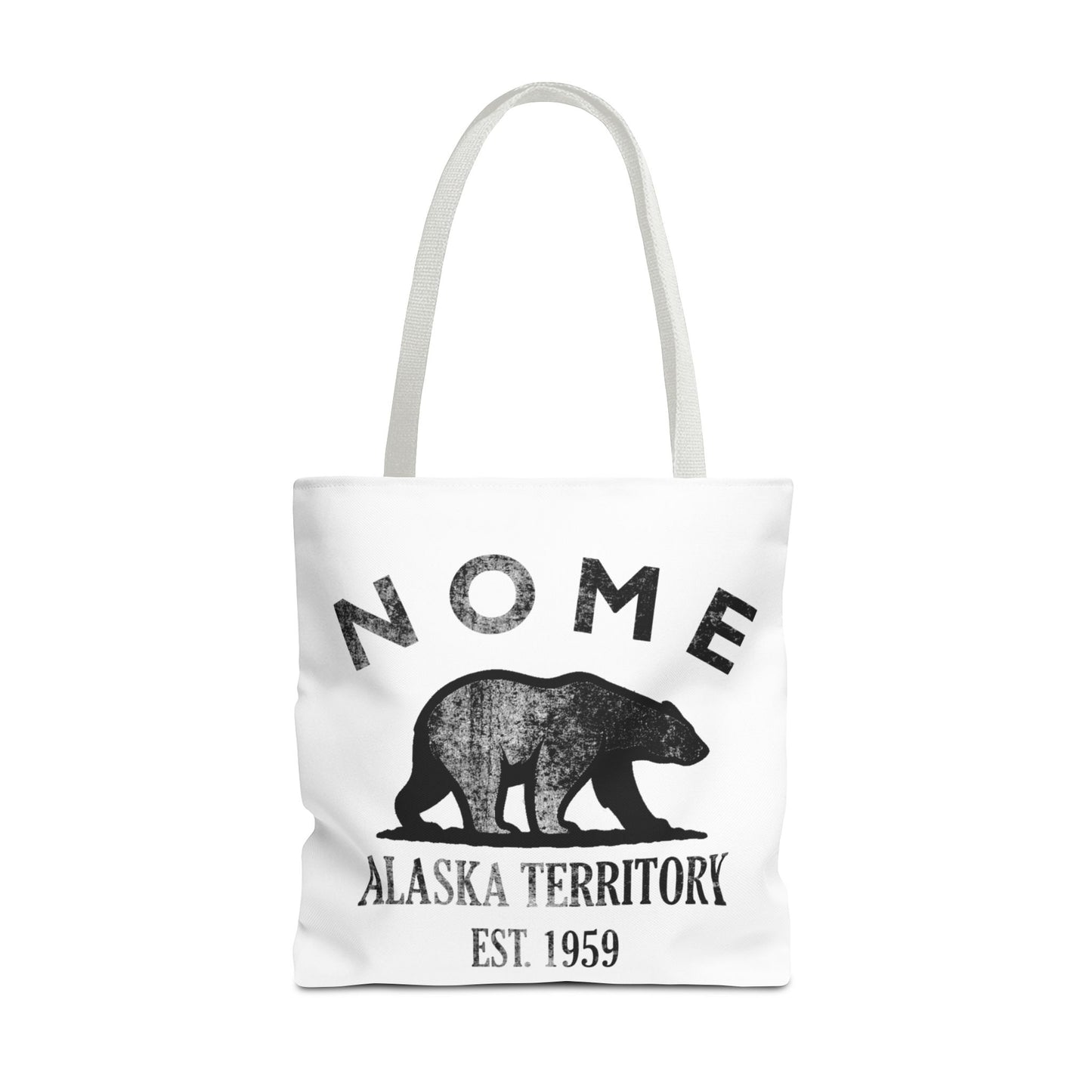 Nome Alaska Vintage Retro Light Canvas Tote - Black Logo