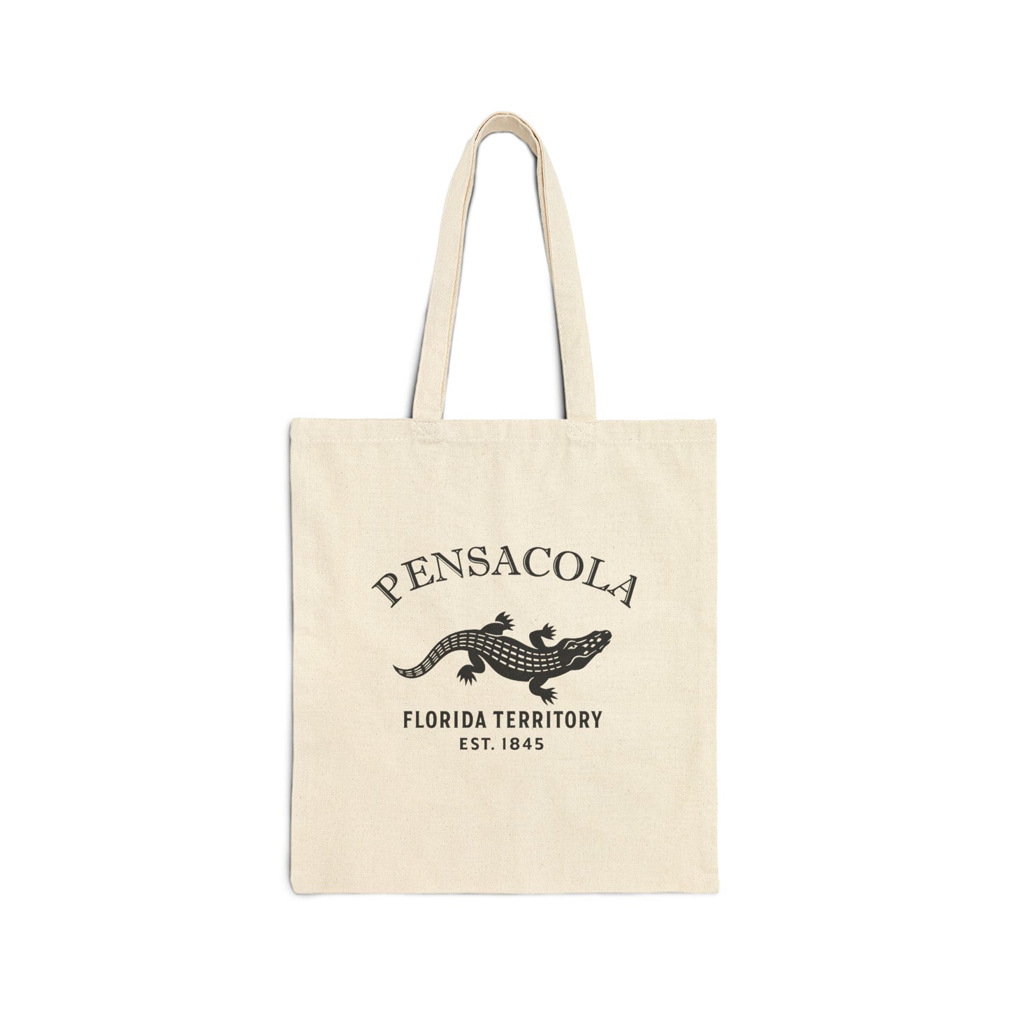 Pensacola Florida Vintage Retro Cotton Canvas Tote Bag - Black Logo