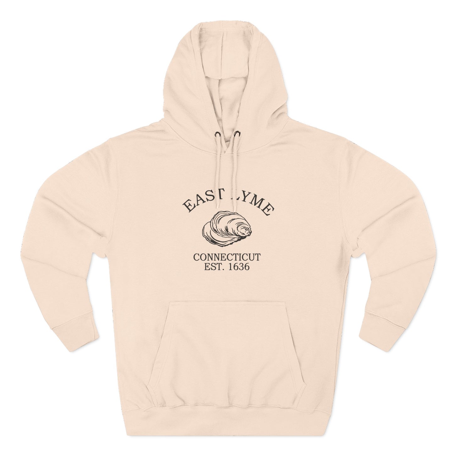 East Lyme Connecticut Vintage Retro Unisex Heavy Cotton Hoodie - Black Logo