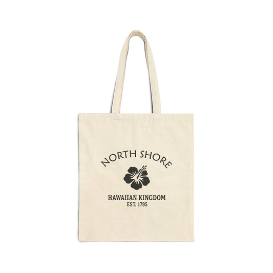 North Shore Hawaii Vintage Retro Cotton Canvas Tote Bag - Black Logo