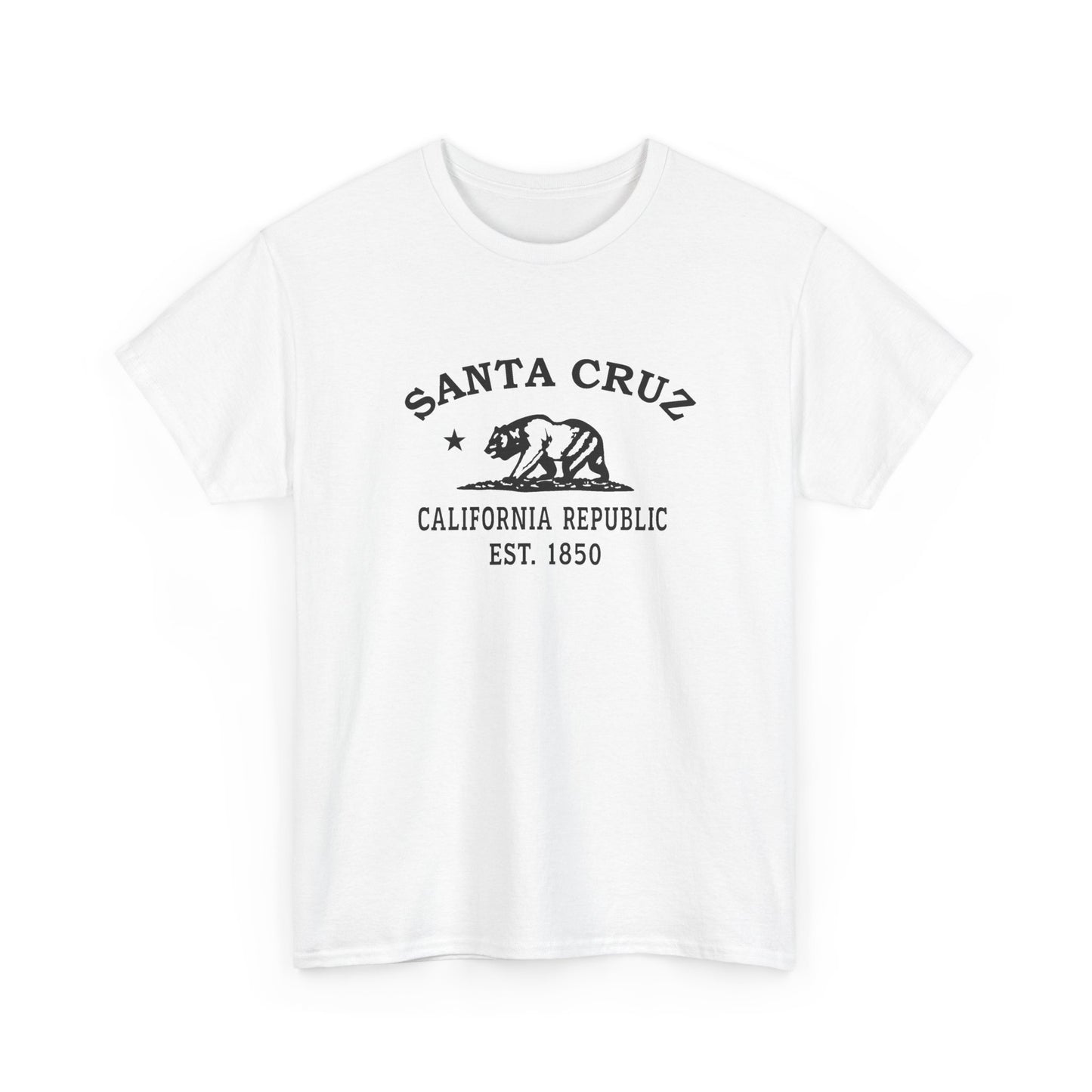 Santa Cruz California Vintage Retro Unisex Heavy Cotton Tee - Black Logo