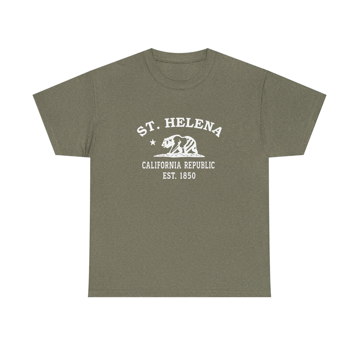 St Helena California Vintage Retro Unisex Heavy Cotton Tee - White Logo