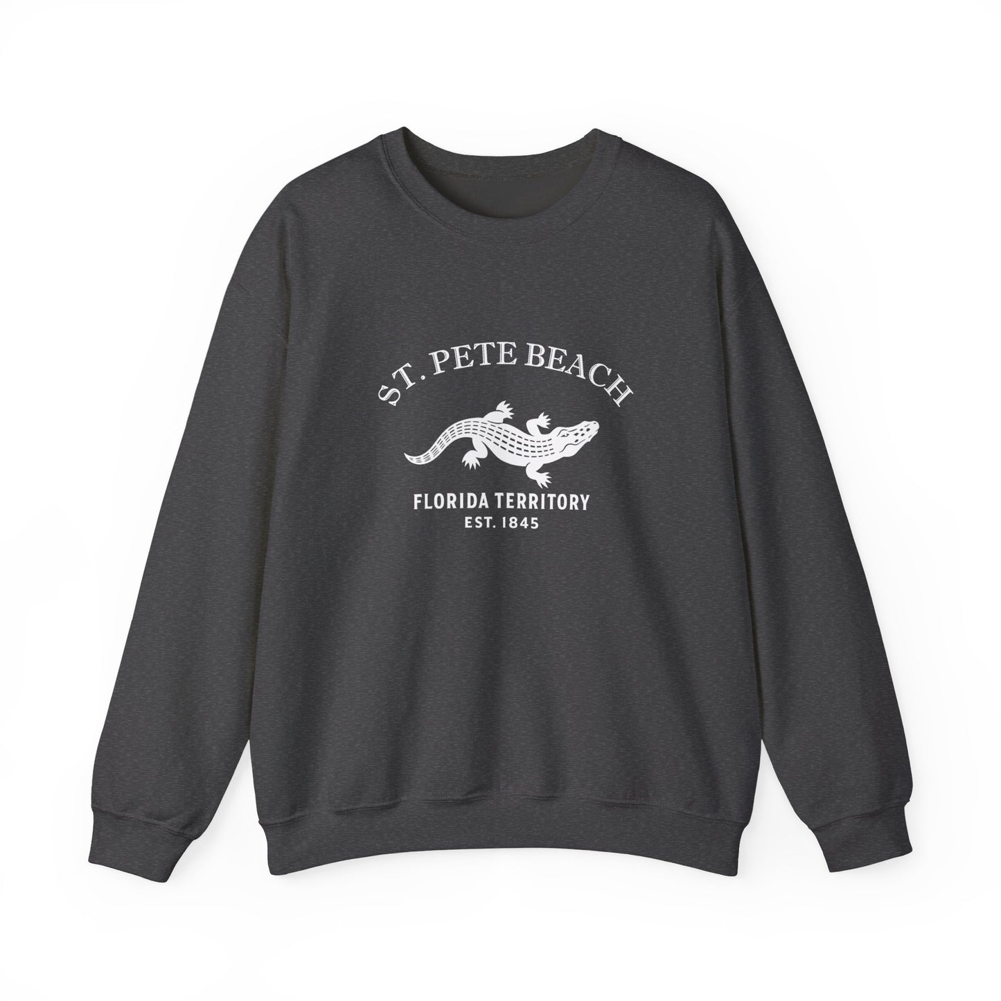 St Pete Beach Florida Vintage Retro Unisex Heavy Crewneck Sweatshirt - White Logo